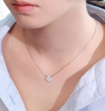 周大生心动四叶草项链银套链S925银镶嵌 